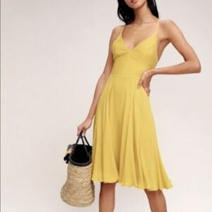 Lulu's Sunny Yellow Midi Dress